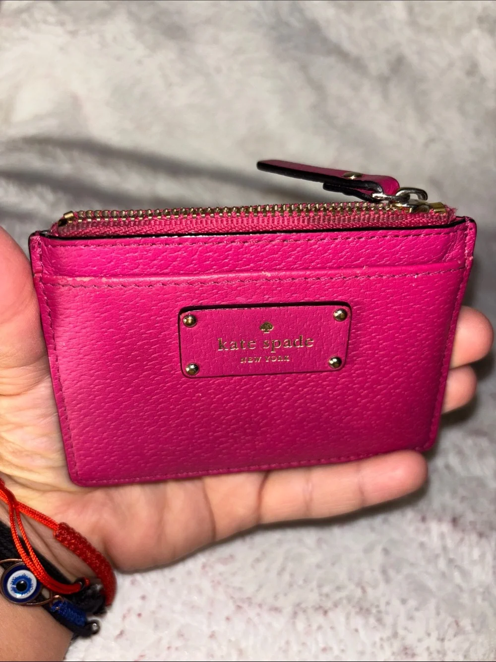 kate spade Fuchsia Leather Zip Card Wallet